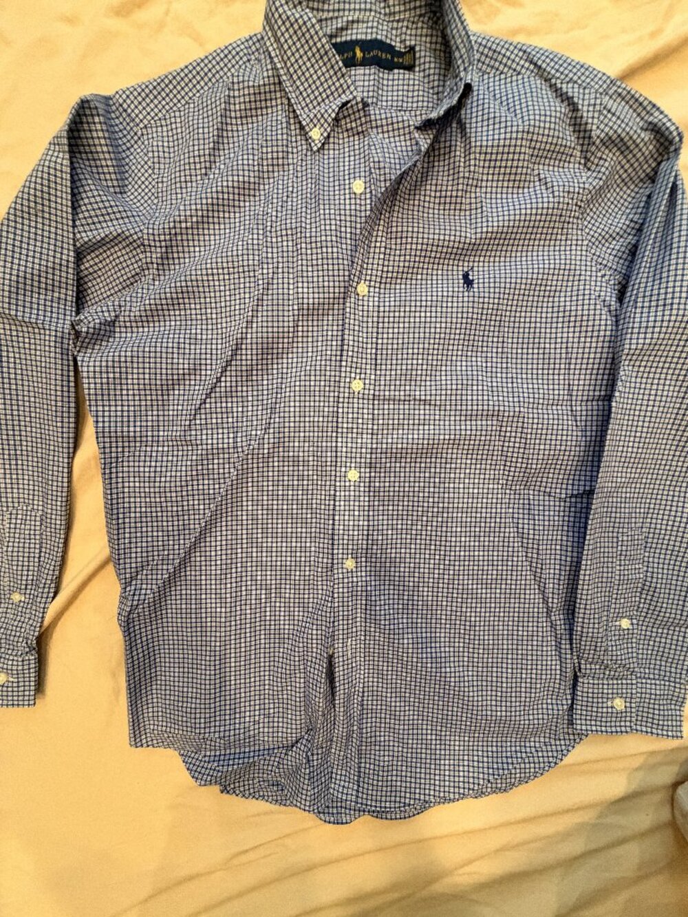 Ralph Lauren Navy Blue Check Button-Down Shirt M